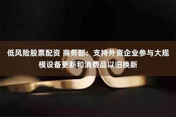 低风险股票配资 商务部：支持外资企业参与大规模设备更新和消费品以旧换新